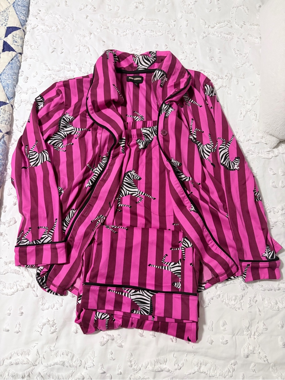 Room Service Brand Women’s Pink Zebra Stripe Pajama Set